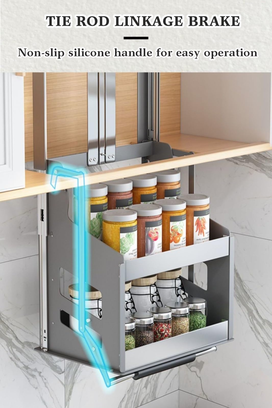 2-Tier Pull-Down Cabinet Organizer Rack