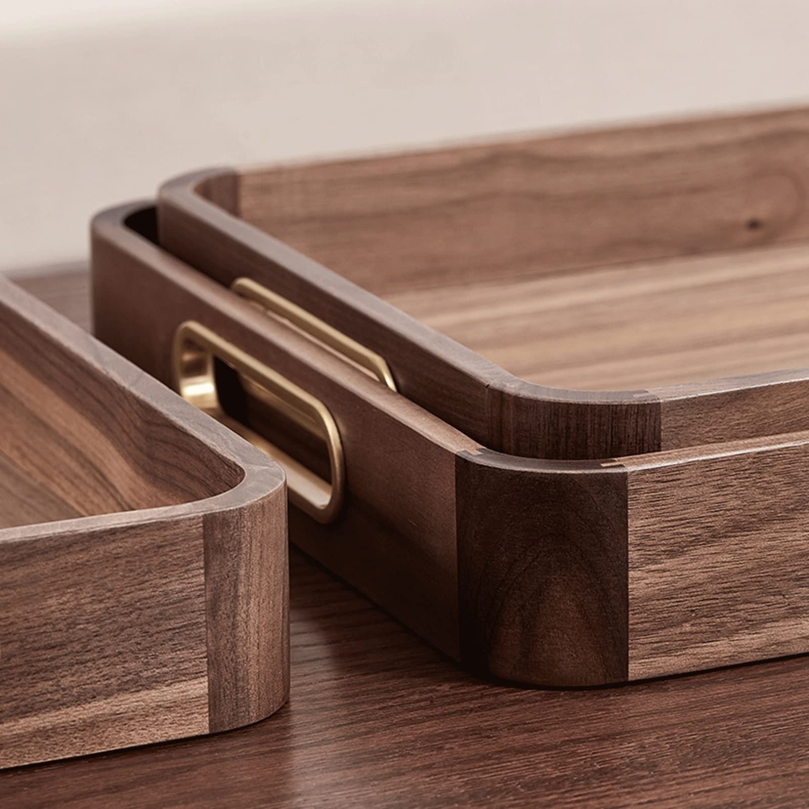 Wooden Serving Tray Set with Handles