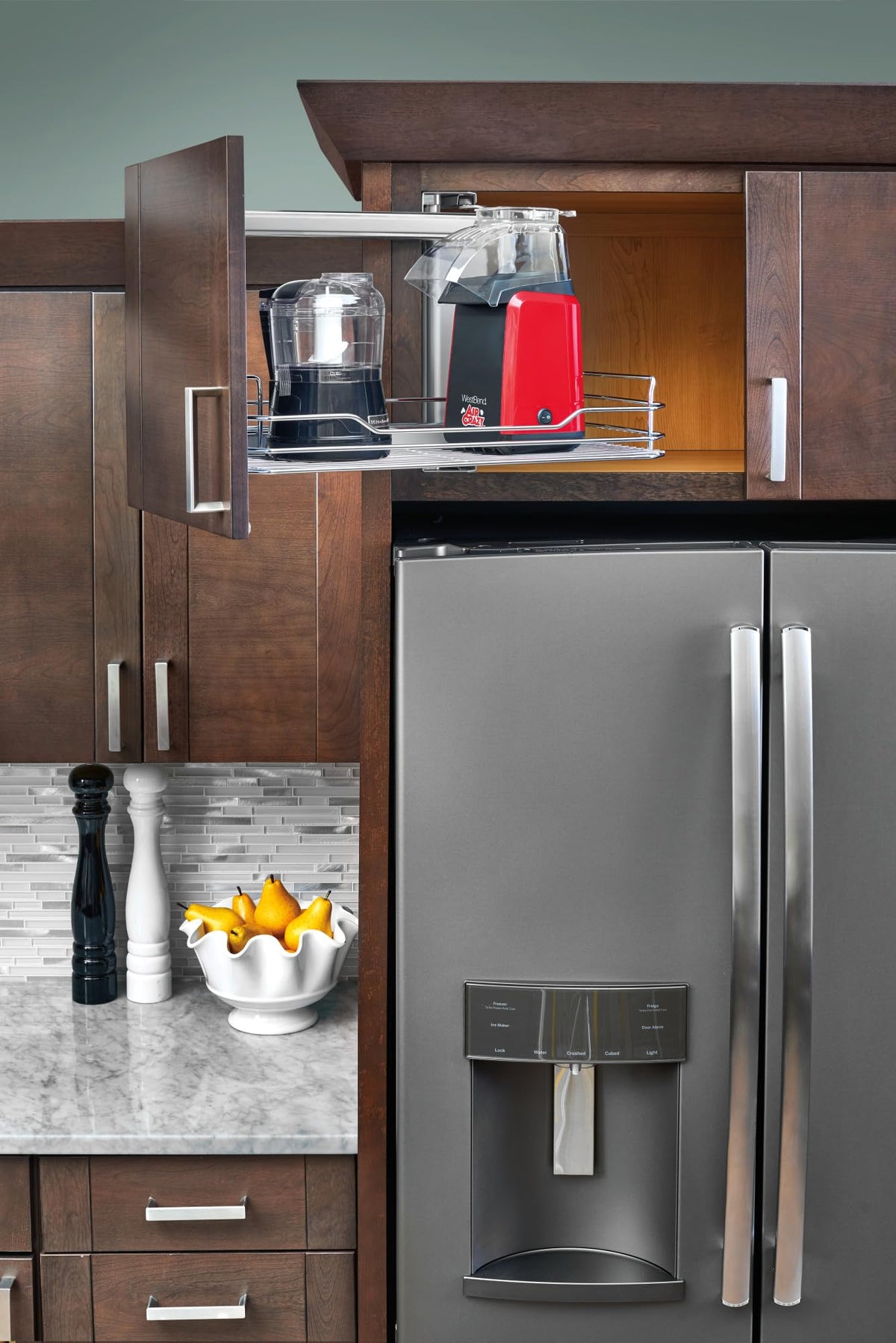 Sliding Wall Cabinet Organizer for Above Refrigerator or Oven