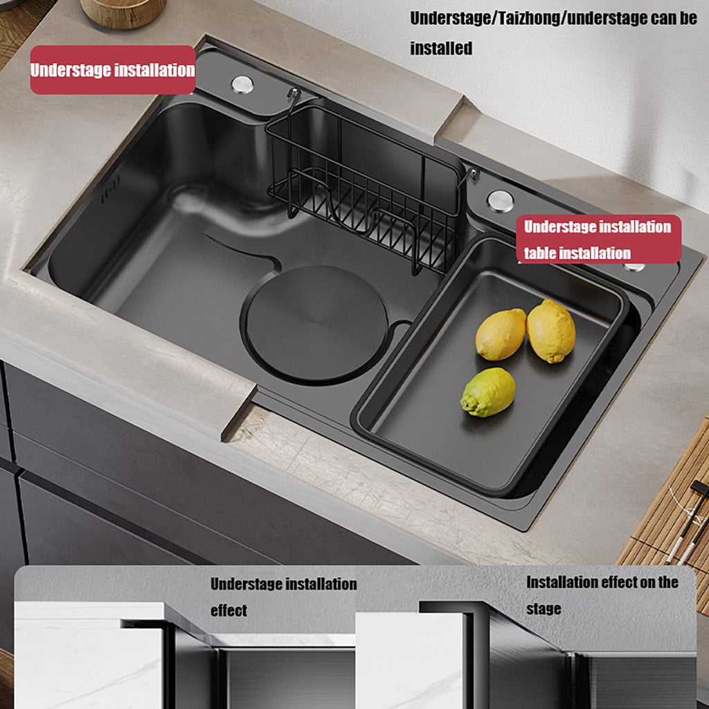304 Stainless Steel Single-Bowl Kitchen Sink with Drain Strainer