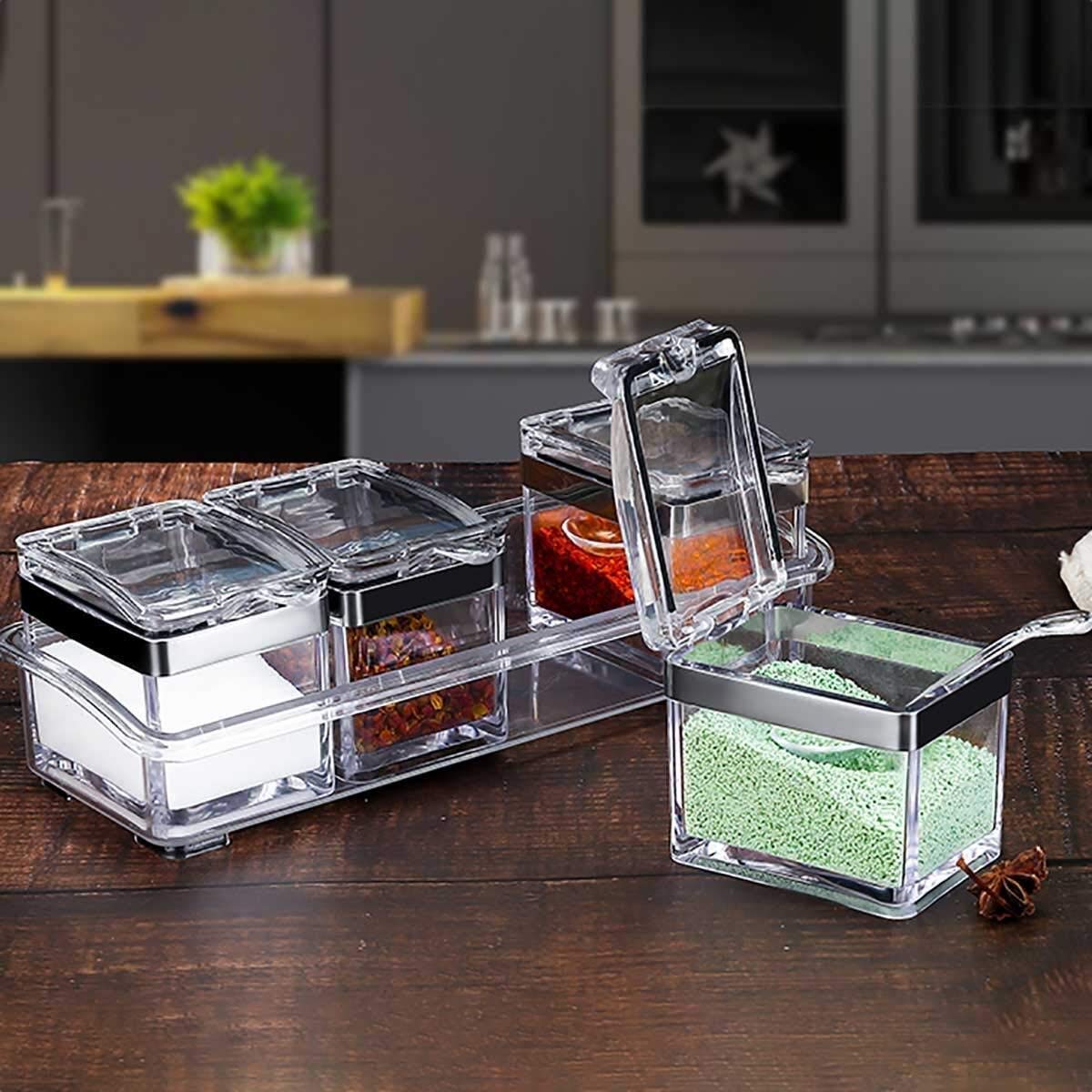 4-Piece Acrylic Spice Jar Rack Set