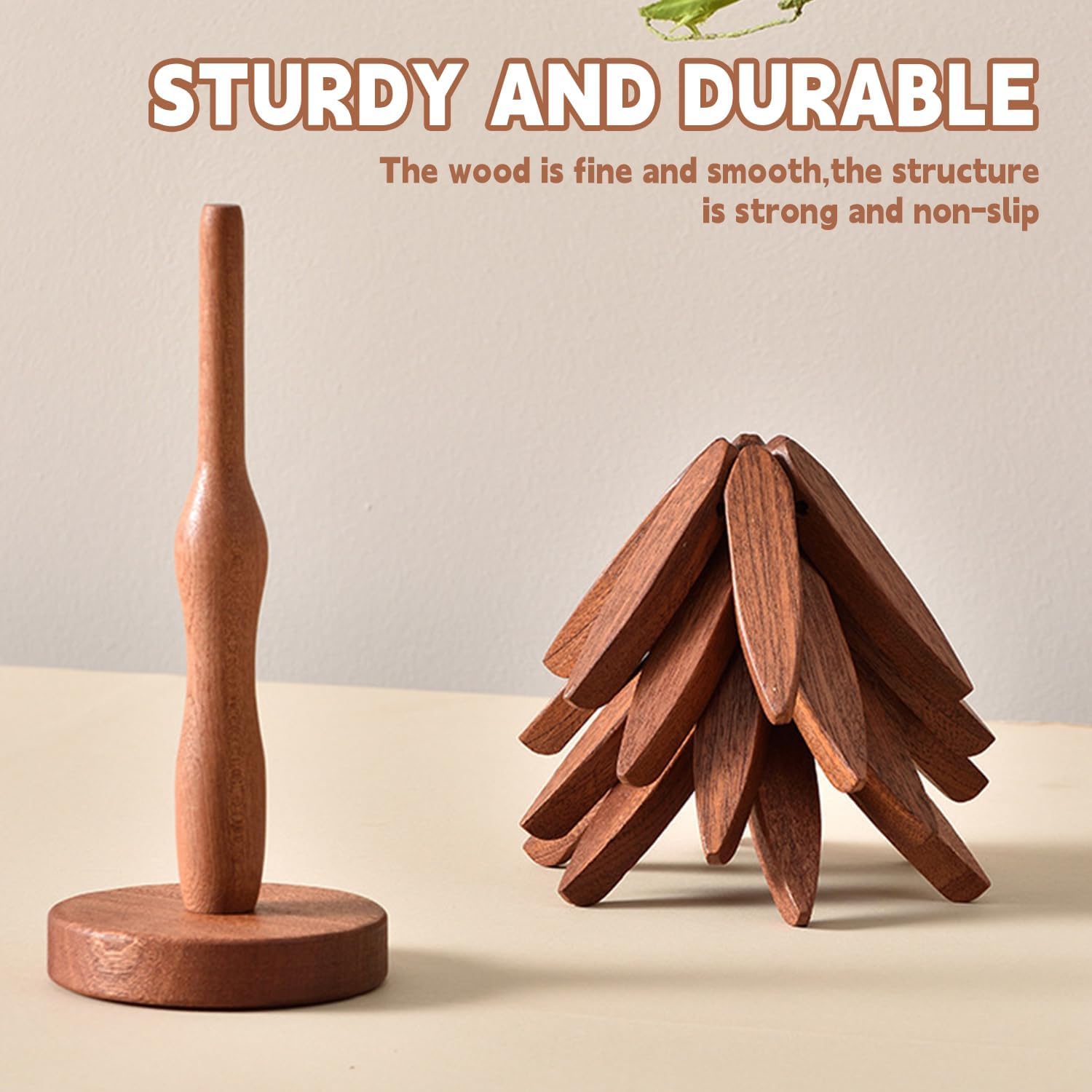 Tree-Shaped Wooden Trivet & Coaster Set