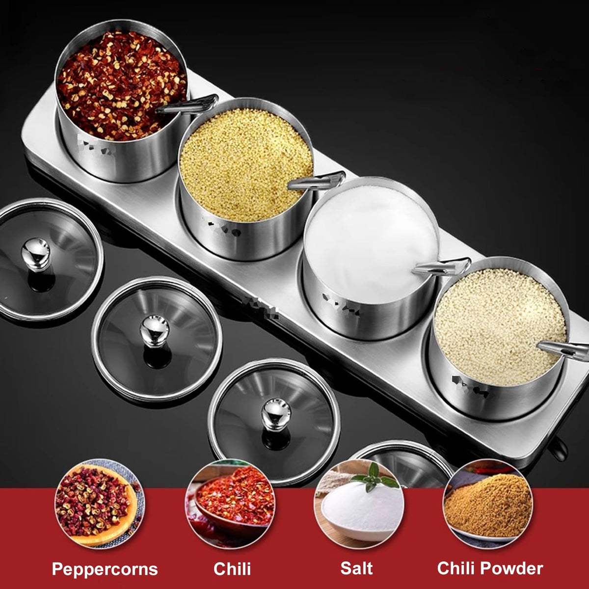 3-Piece Stainless Steel Spice Rack Set