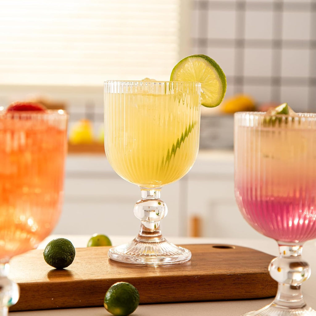 4-Piece Vintage Ripple Wine Goblet Set