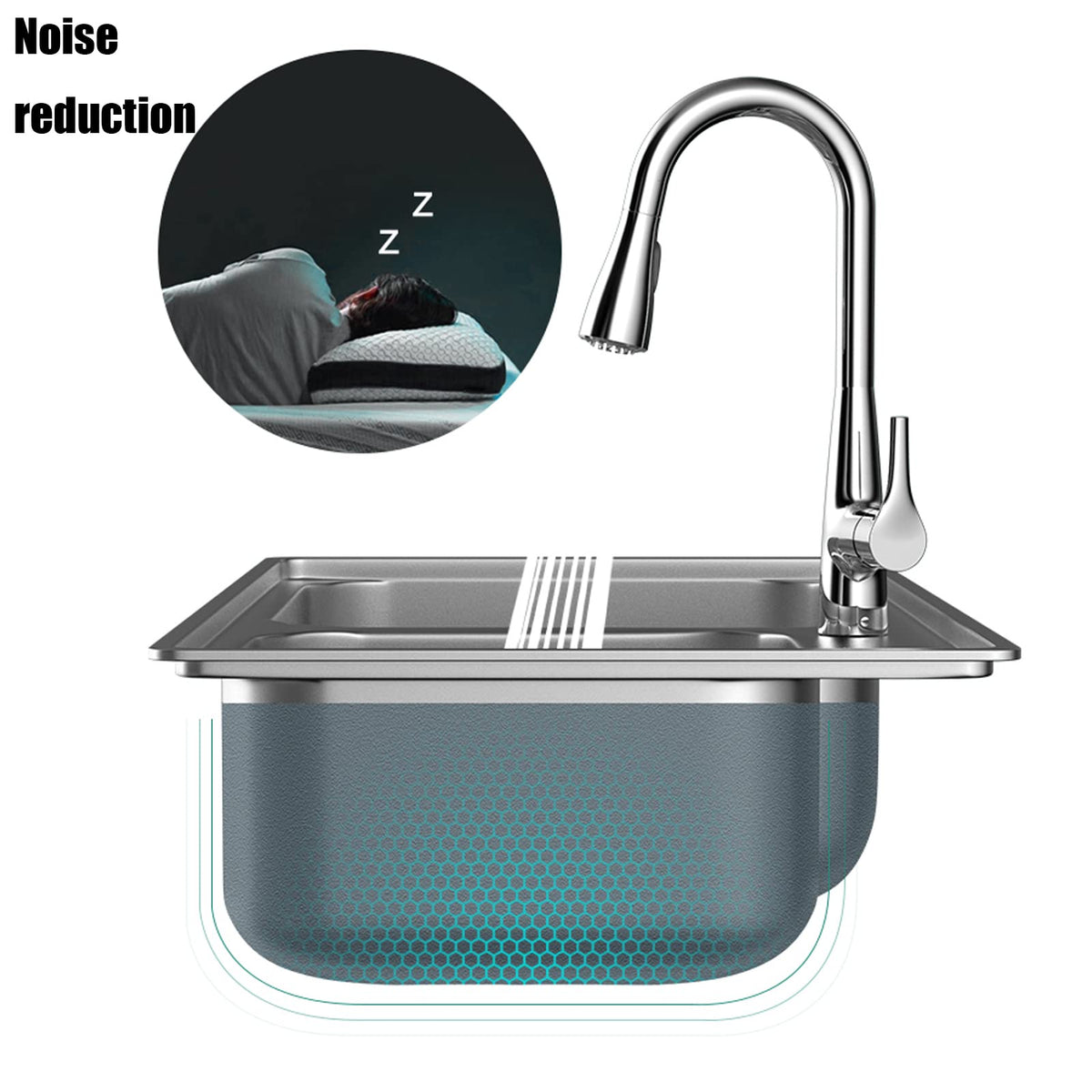304 Stainless Steel Single-Bowl Kitchen Sink with Drain Strainer