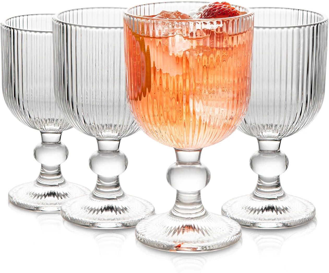 4-Piece Vintage Ripple Wine Goblet Set