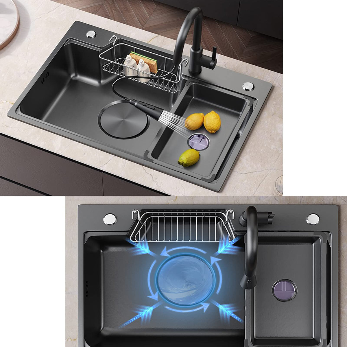 304 Stainless Steel Single-Bowl Kitchen Sink with Drain Strainer