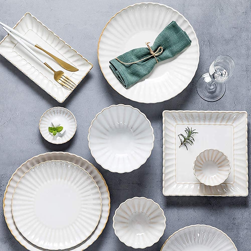 41-Piece Embossed Porcelain Dinnerware Set