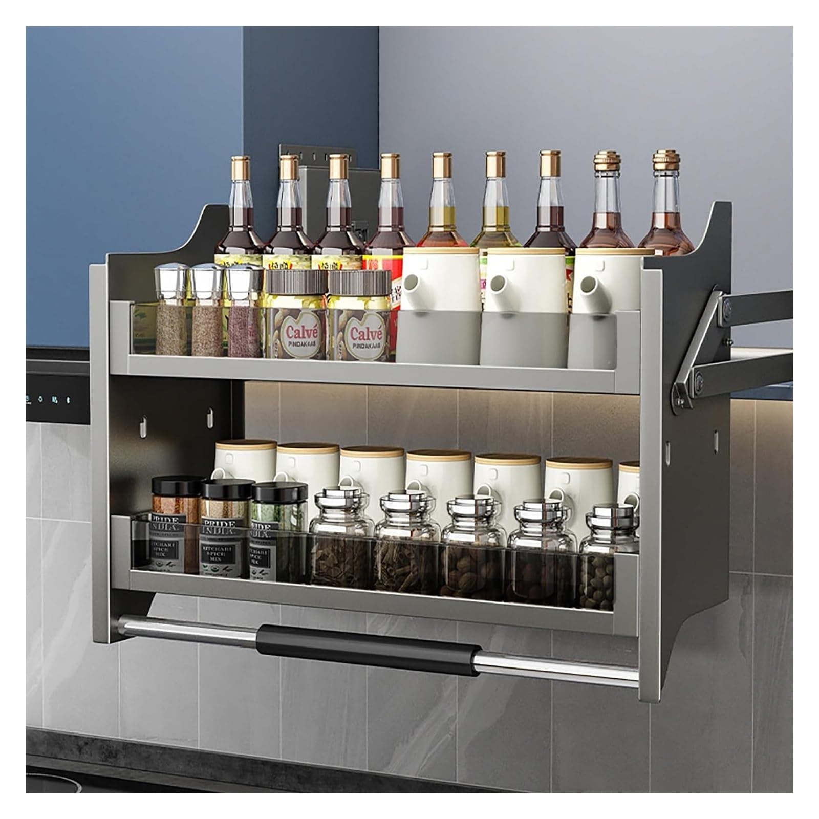 2-Tier Pull-Down Spice Rack Organizer