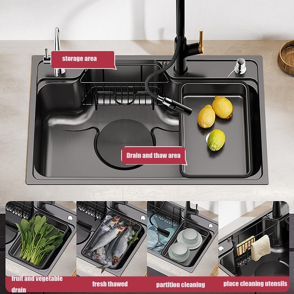 304 Stainless Steel Single-Bowl Kitchen Sink with Drain Strainer