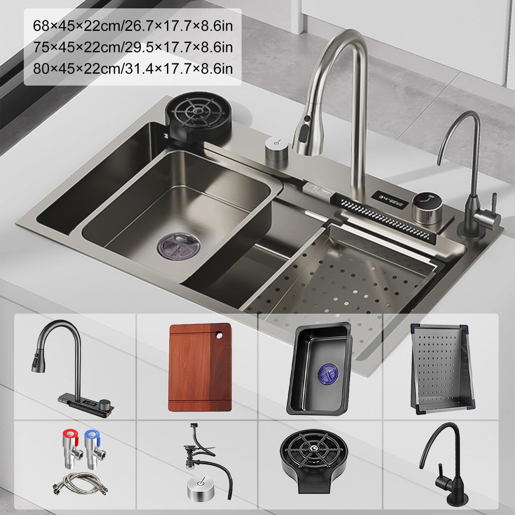 Multifunctional Stainless Steel Waterfall Kitchen Sink Set