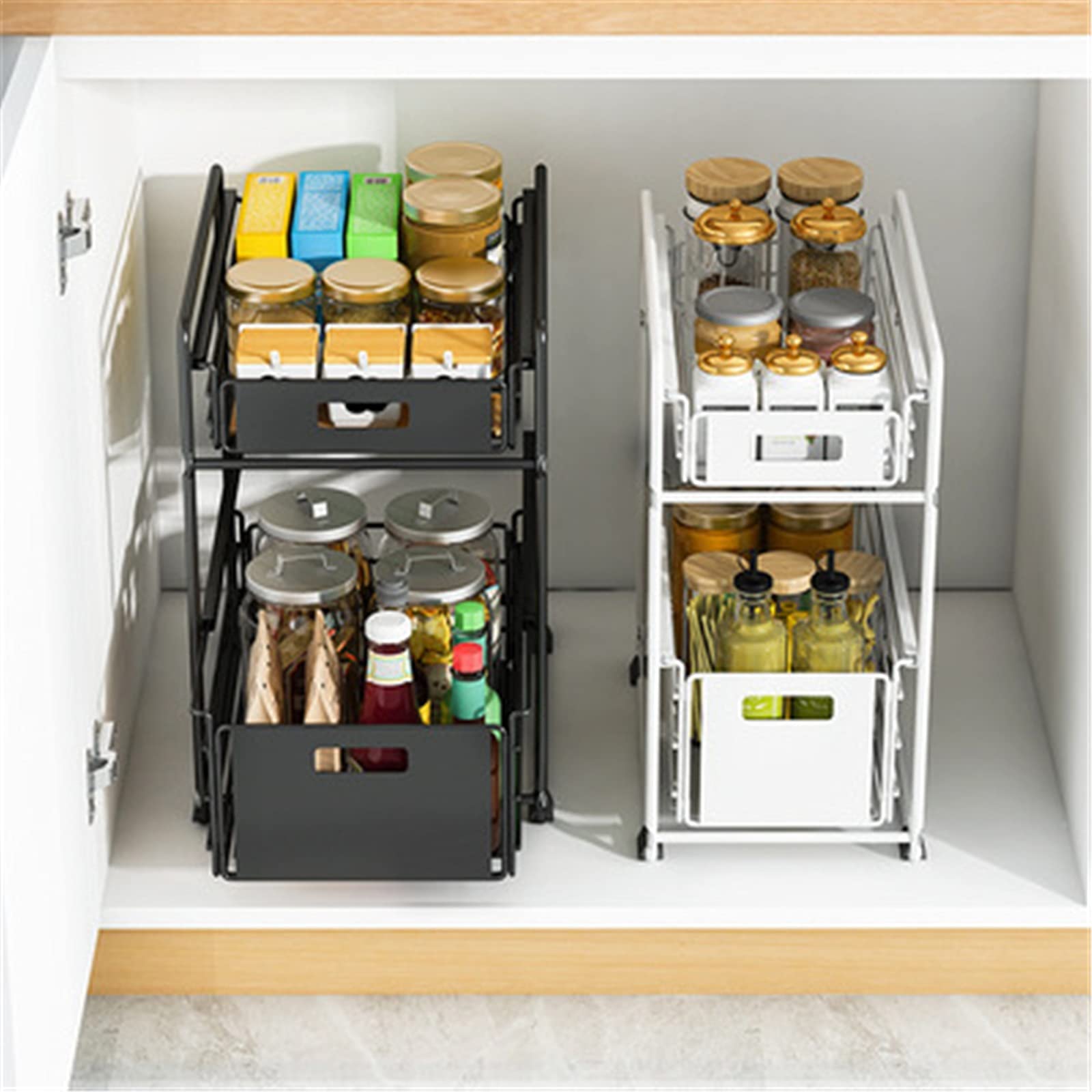 2-Tier Under Sink Organizer with Sliding Baskets