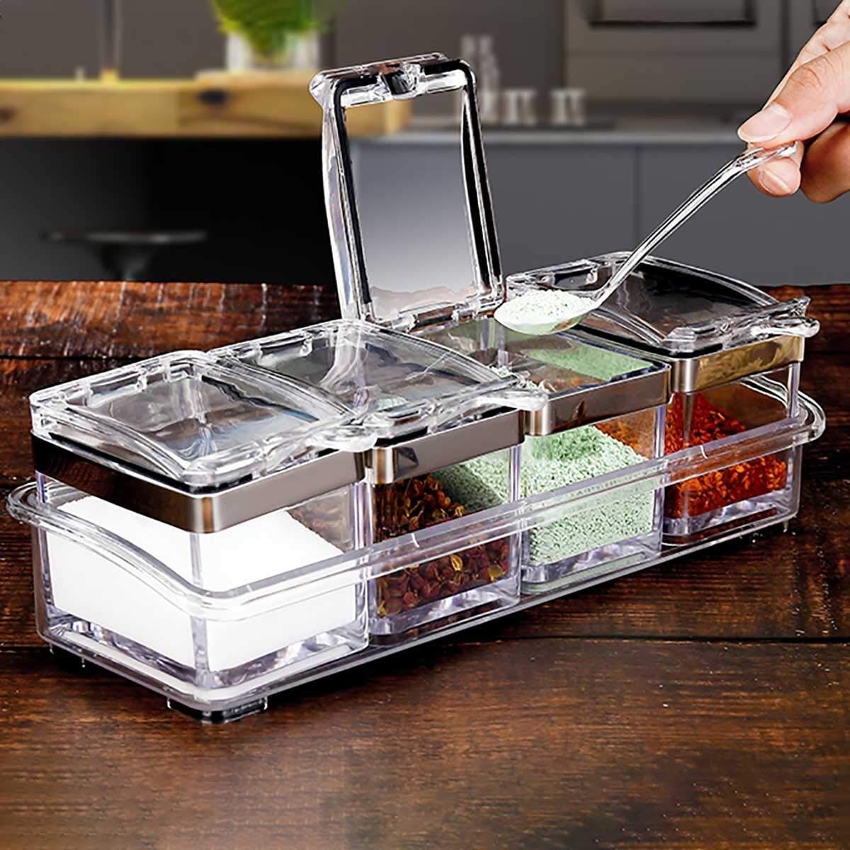 4-Piece Acrylic Spice Jar Rack Set
