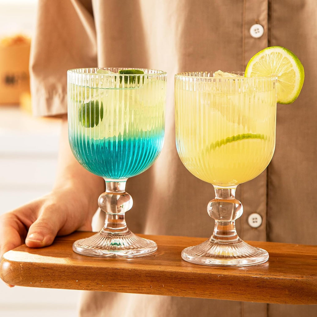4-Piece Vintage Ripple Wine Goblet Set