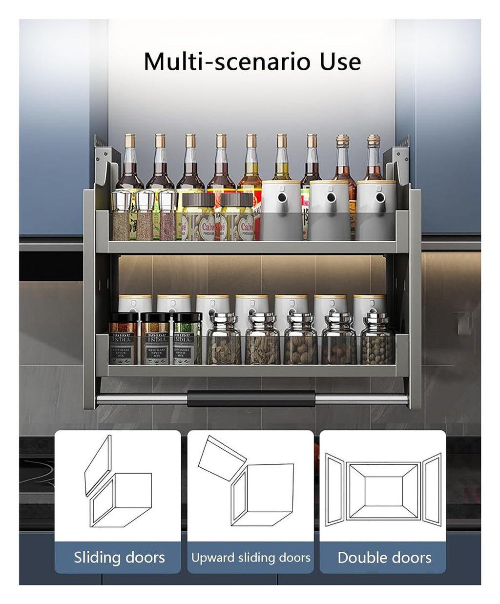 2-Tier Pull-Down Spice Rack Organizer