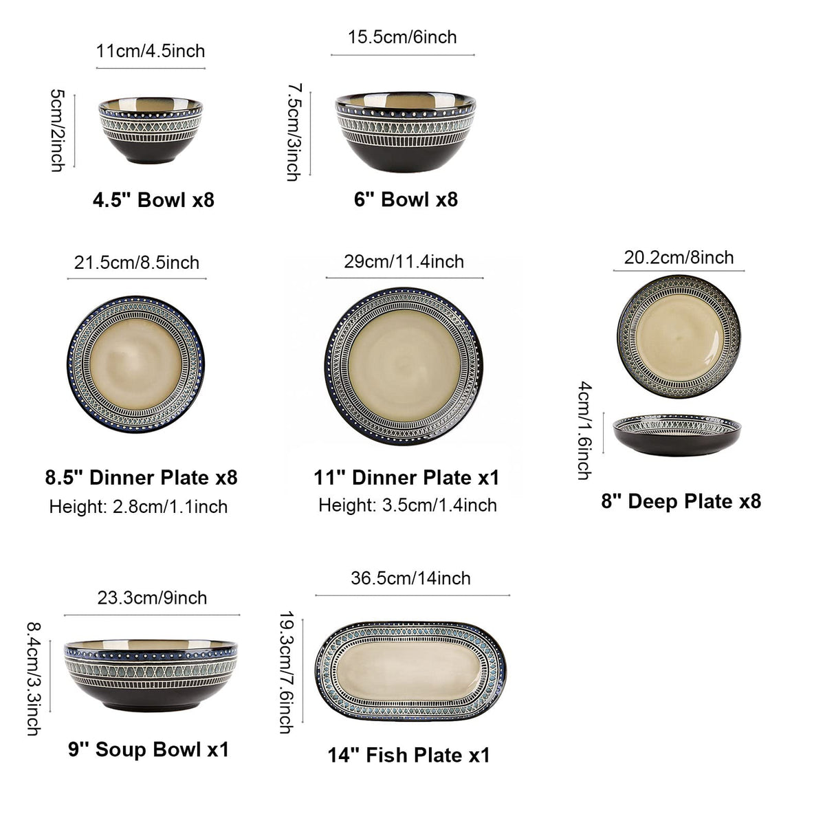 35-Piece Blue Porcelain Dinnerware Set