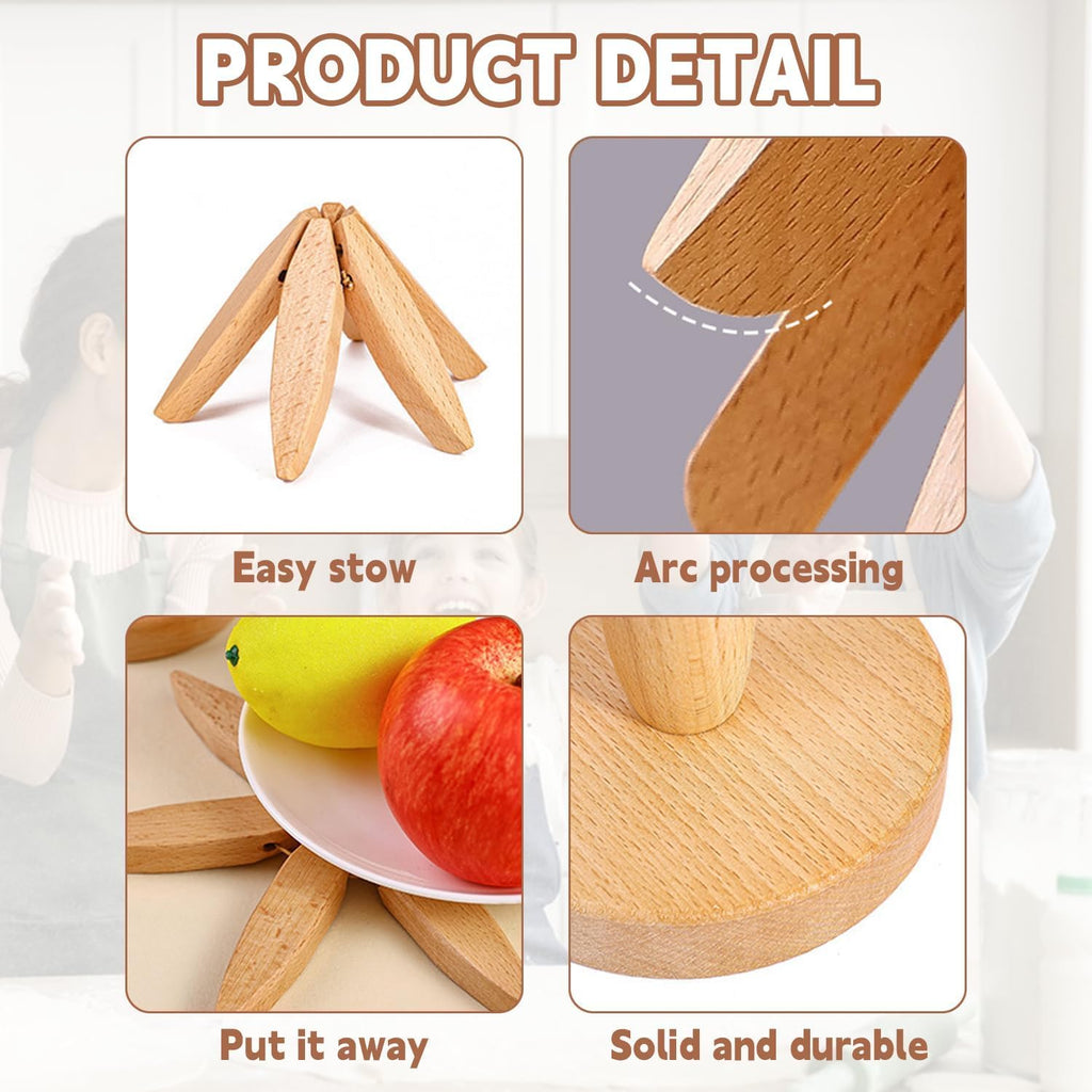 Tree-Shaped Wooden Trivet & Coaster Set