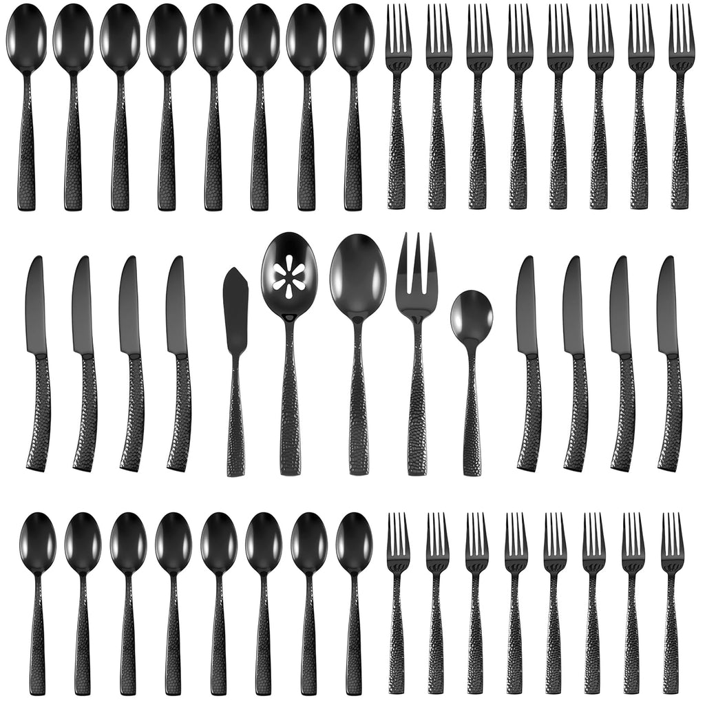 Hand-Forged Hammered Stainless Steel Flatware Set