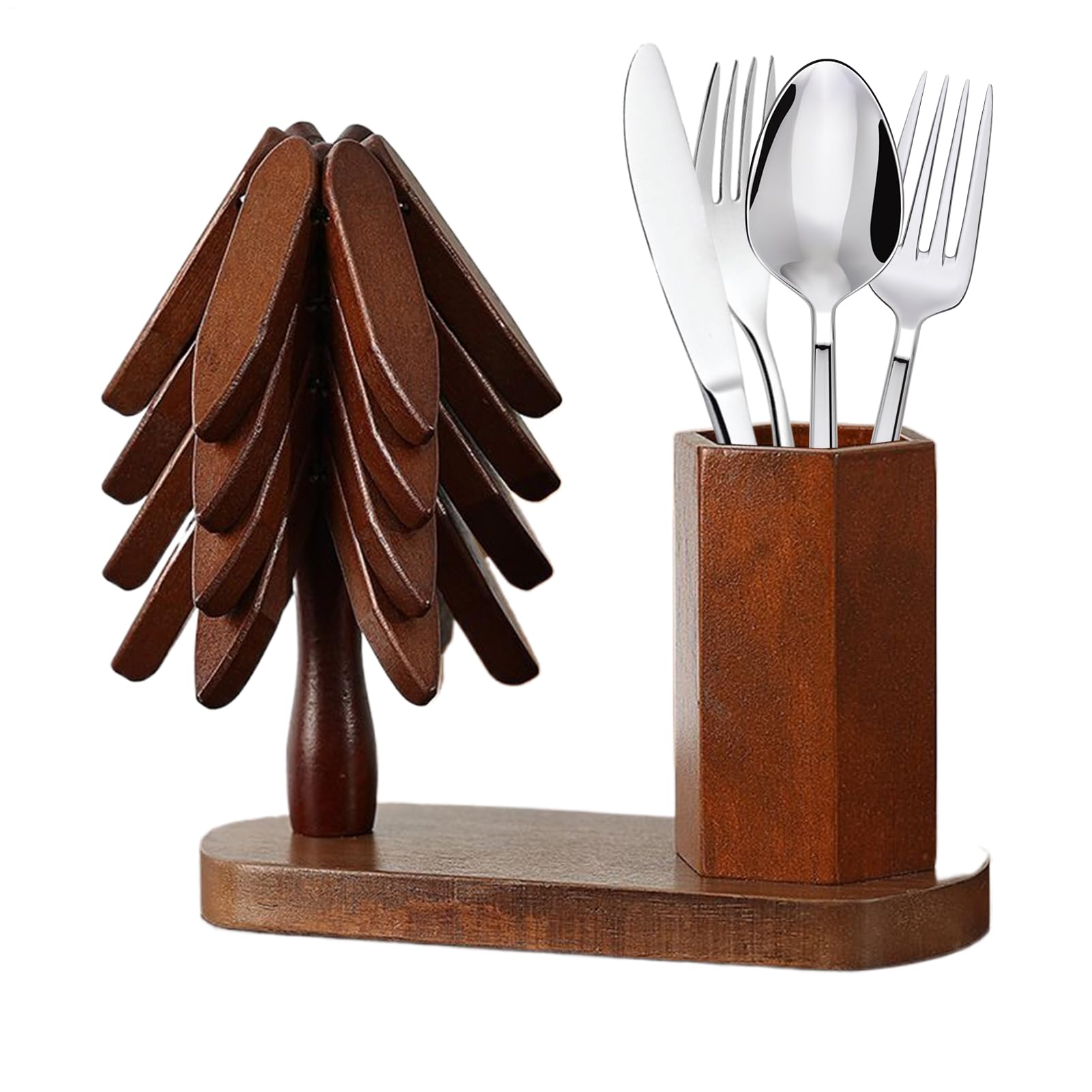 Christmas Tree Trivet Insulation with Cutlery Holder