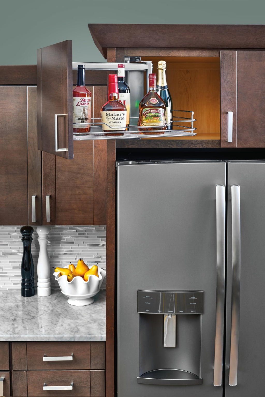 Sliding Wall Cabinet Organizer for Above Refrigerator or Oven