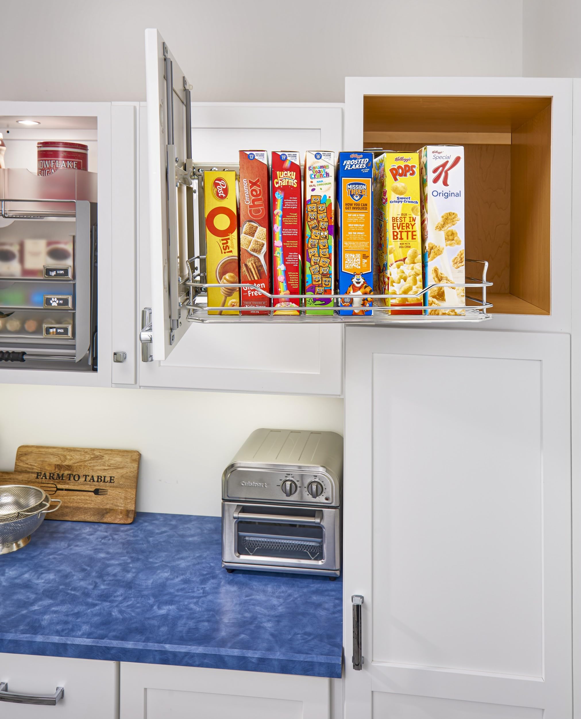 Sliding Wall Cabinet Organizer for Above Refrigerator or Oven
