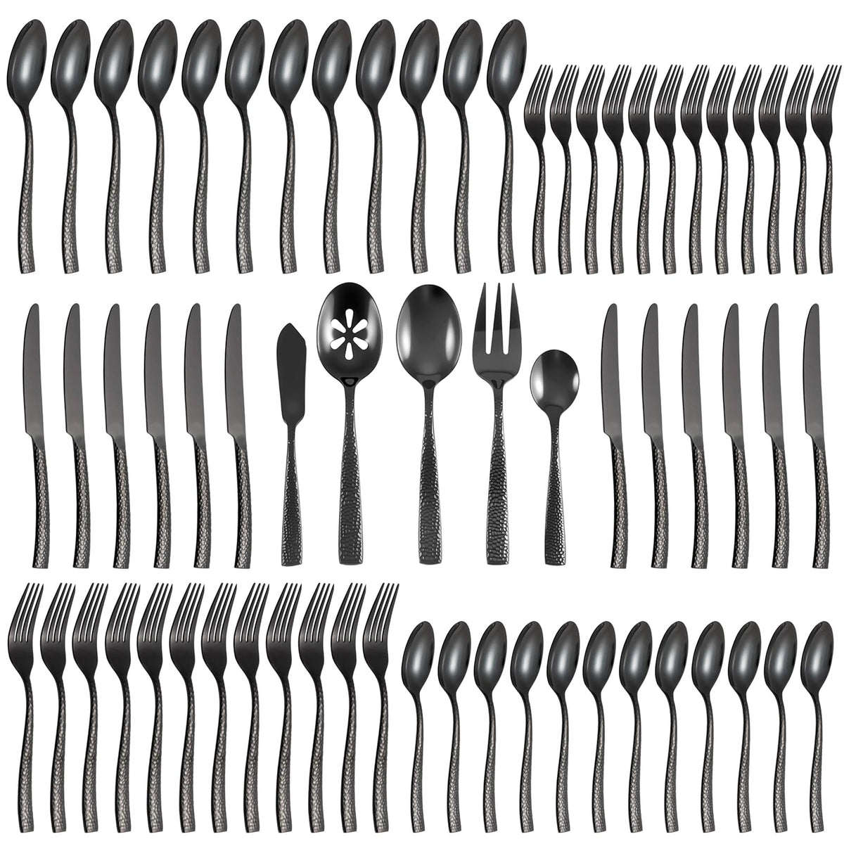 Hand-Forged Hammered Stainless Steel Flatware Set