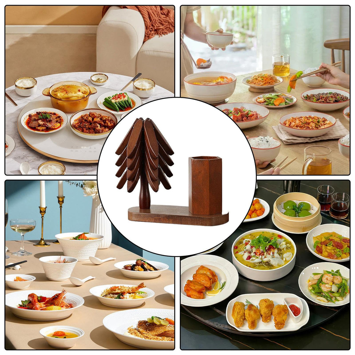 Christmas Tree Trivet Insulation with Cutlery Holder