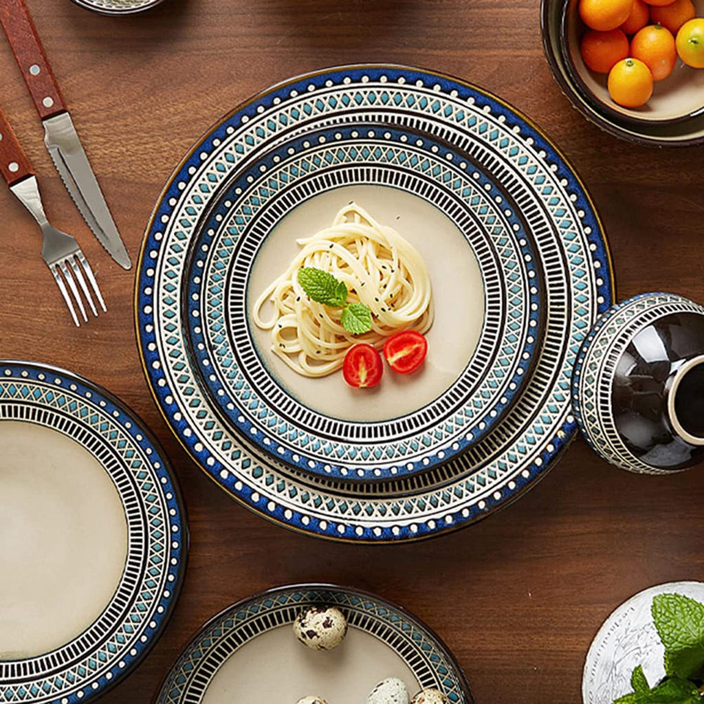 35-Piece Blue Porcelain Dinnerware Set
