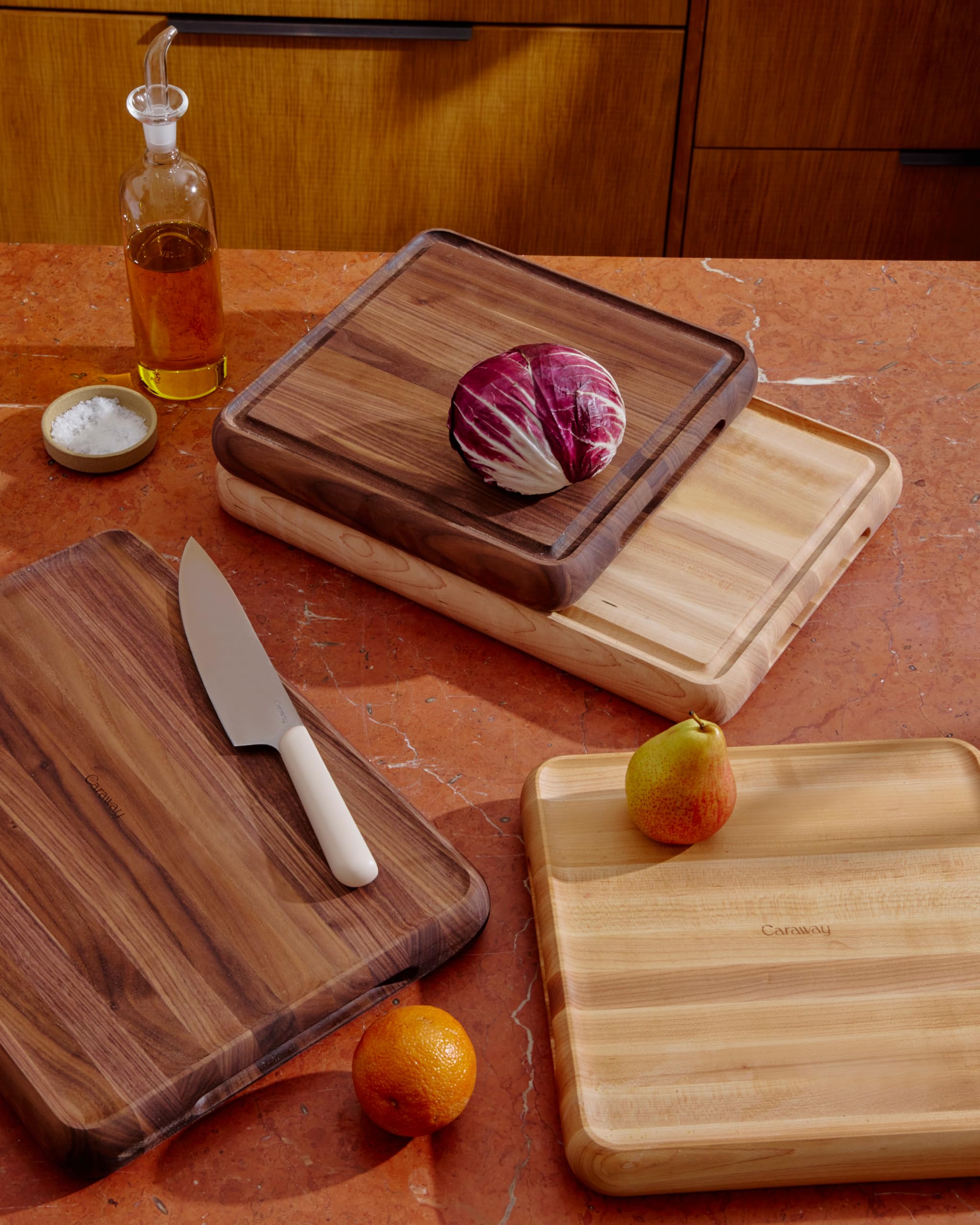Caraway Prep and Serve Butcher Block, Wood Cutting Board for Kitchen