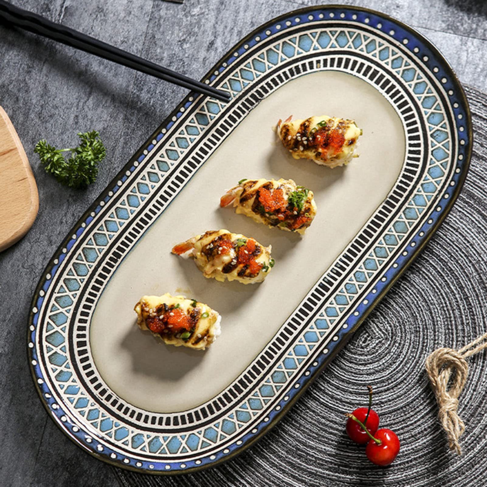 35-Piece Blue Porcelain Dinnerware Set
