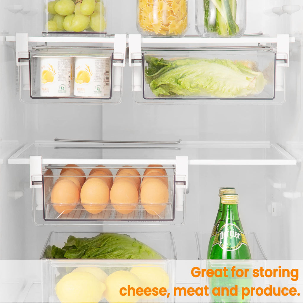 Adjustable Pull-Out Refrigerator Storage Drawer