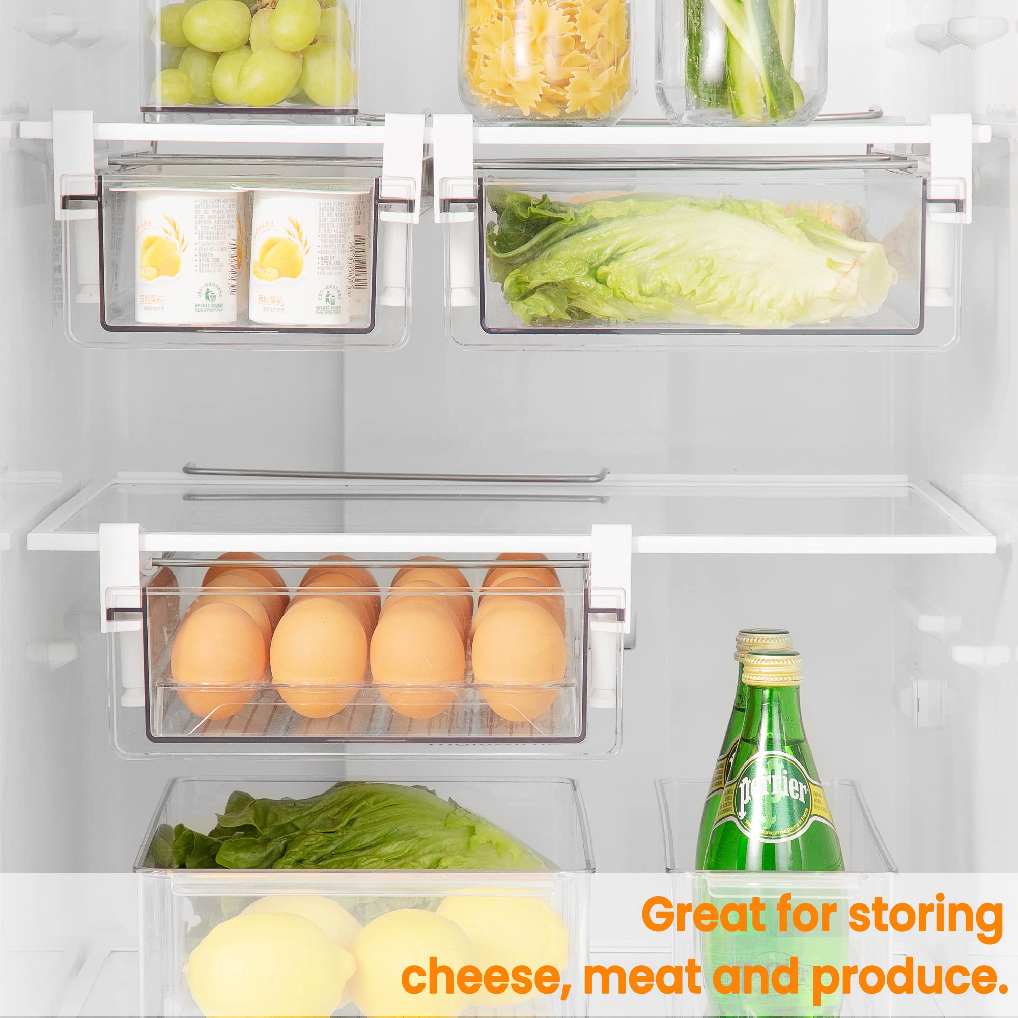Adjustable Pull-Out Refrigerator Storage Drawer